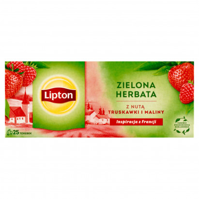 Lipton Zielona herbata z nutą truskawki i maliny 35 g (25 torebek)