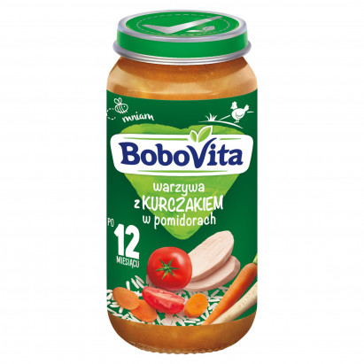 BoboVita Warzywa z kurczakiem w pomidorach po 12 miesiącu 250 g