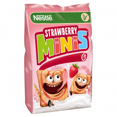 Nestlé Strawberry Minis Zbożowe kwadraciki o smaku truskawkowym 250 g