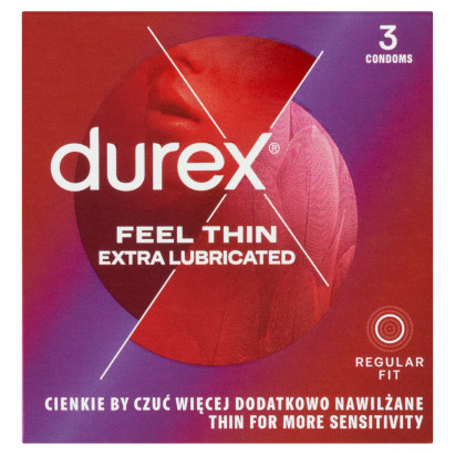 Durex Feel Thin Extra Lubricated Wyrób medyczny prezerwatywy 3 sztuki