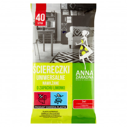 Anna Zaradna Ściereczki uniwersalne nawilżane o zapachu limonki 40 sztuk