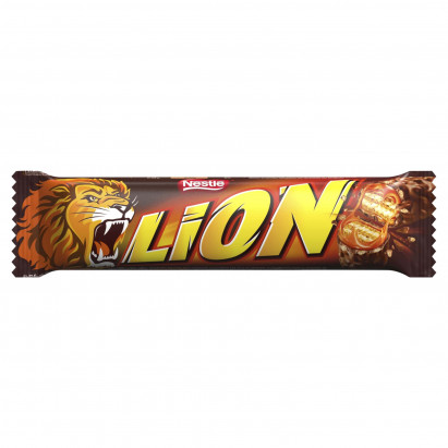 Lion Nadziewany wafel z karmelem i płatkami pszennymi oblany mleczną czekoladą 42 g