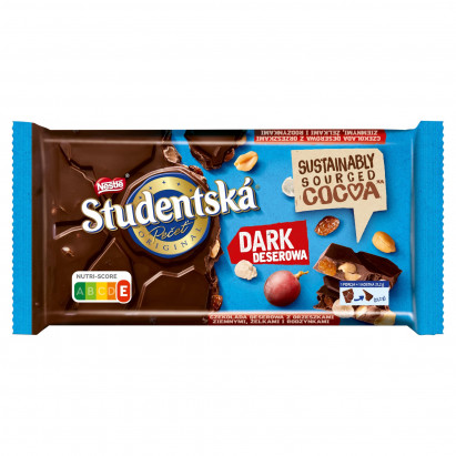 Nestlé Studentská Czekolada deserowa z orzeszkami ziemnymi żelkami i rodzynkami 170 g