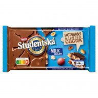 Nestlé Studentská Czekolada mleczna z orzeszkami ziemnymi żelkami i rodzynkami 170 g