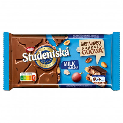 Nestlé Studentská Czekolada mleczna z orzeszkami ziemnymi żelkami i rodzynkami 170 g