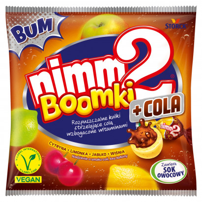 nimm2 Boomki + Cola Rozpuszczalne kulki strzelające colą wzbogacone witaminami 90 g (17 sztuk)