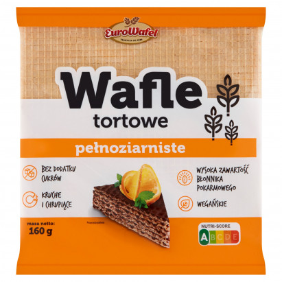 Eurowafel Wafle tortowe pełnoziarniste 160 g
