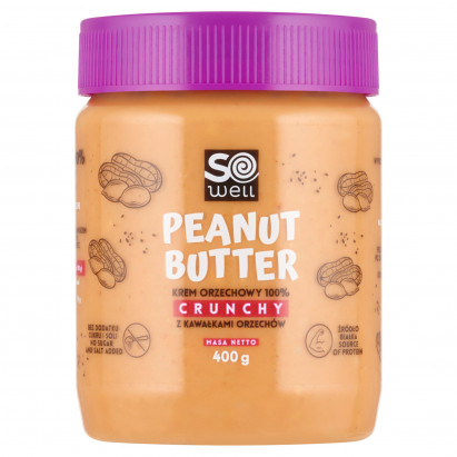 So Well Krem orzechowy 100 % z kawałkami orzechów crunchy 400 g