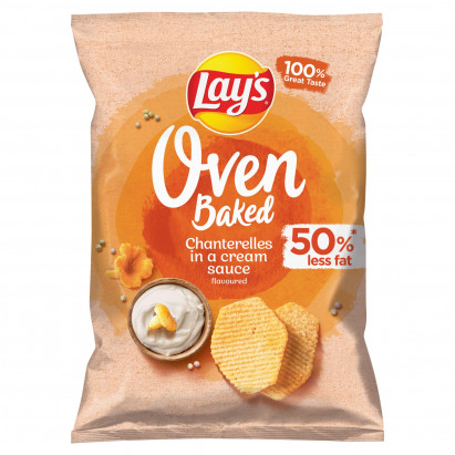 Lay's Oven Baked Pieczone formowane chipsy ziemniaczane o smaku kurek w śmietanowym sosie 110 g