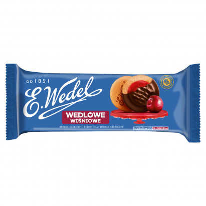 E. Wedel Wedlowe Wiśniowe Biszkopty z galaretką wiśniową oblane czekoladą deserową 147 g