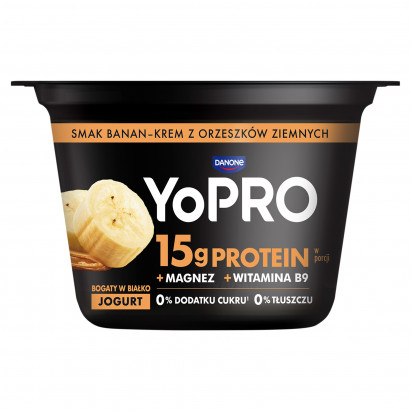 Danone YoPro Jogurt smak banan-krem z orzeszków ziemnych 160 g