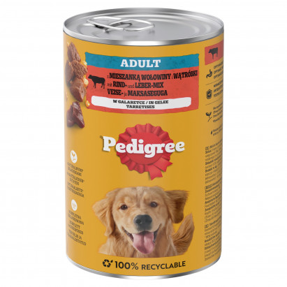 Pedigree Mokra karma dla dorosłych psów z mieszanką wołowiny i wątróbki w galaretce 1,2 kg