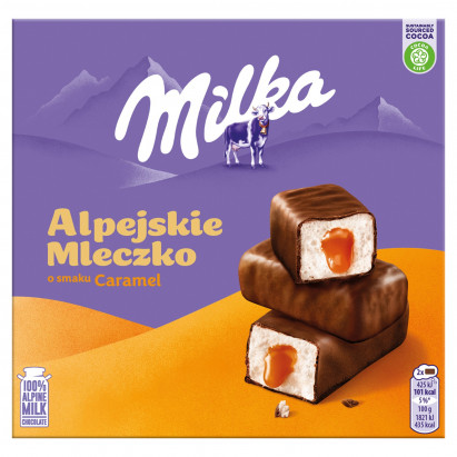Milka Alpejskie Mleczko Pianka O Smaku Waniliowym Z Nadzieniem Karmelowym 350 G
