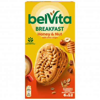 belVita Breakfast Ciastka zbożowe z miodem orzechami i kawałkami czekolady 300 g