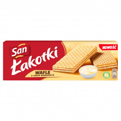 San Łakotki wafle z nadzieniem o smaku waniliowym - 146 g
