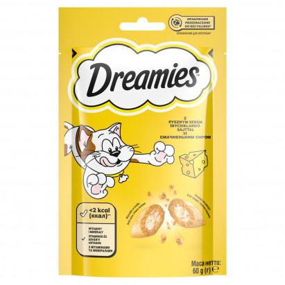 Dreamies Karma uzupełniająca dla dorosłych kotów i kociąt z pysznym serem 60 g