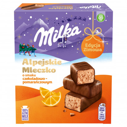 Milka Alpejskie Mleczko Pianka o smaku czekoladowo-pomarańczowym 330 g