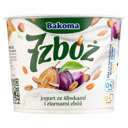 Bakoma 7 zbóż Jogurt ze śliwkami i ziarnami zbóż 300 g