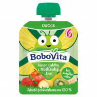 BoboVita Mus banan i jabłko z truskawką i kiwi po 6 miesiącu 80 g