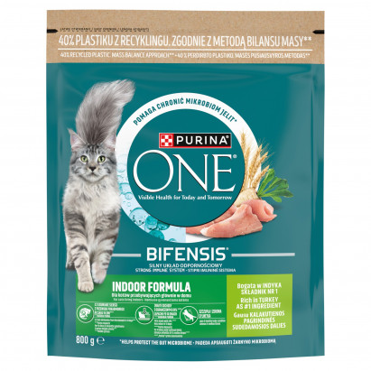 PURINA ONE Bifensis Indoor Formula Karma dla kotów bogata w indyka 800 g