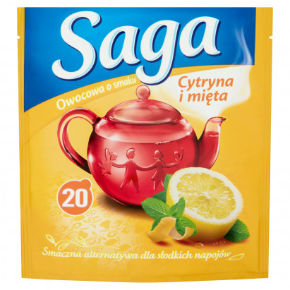 Saga Herbatka owocowa o smaku cytryna i mięta 34 g (20 torebek)