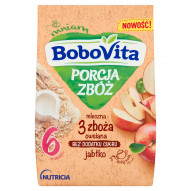 BoboVita Porcja Zbóż Kaszka mleczna 3 zboża owsiana jabłko po 6 miesiącu 210 g