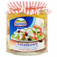 Hochland Sałatkowy ser typu greckiego w kostkach z oliwkami i papryką w oleju 300 g