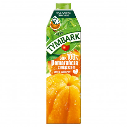 Tymbark Sok 100% pomarańcza z miąższem 1 l