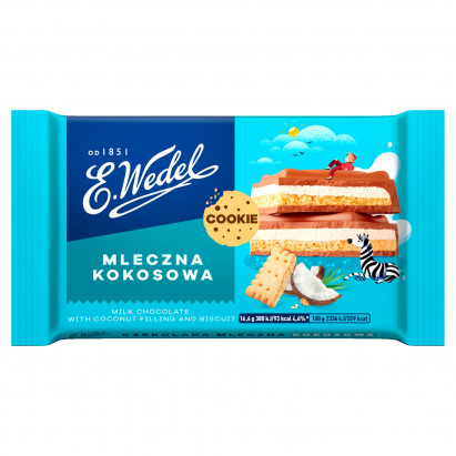 E. Wedel Cookie Czekolada mleczna z nadzieniem kokosowym i herbatnikiem 100 g