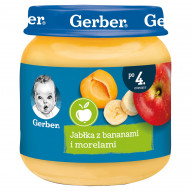 Gerber Jabłka z bananami i morelami dla niemowląt po 4. miesiącu 125 g