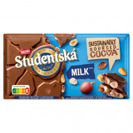 Nestlé Studentská Czekolada mleczna z orzechami ziemnymi żelkami i rodzynkami 170 g