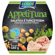 Łosoś Ustka AppetiTuna Sałatka z tuńczykiem i warzywami w oliwie z oliwek 160 g