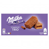 Milka Choco Trio Ciastko biszkoptowe z nadzieniem kakaowym oblane czekoladą mleczną 150 g (5 sztuk)