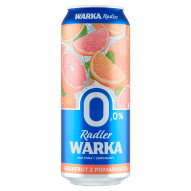 Warka Radler Piwo bezalkoholowe z lemoniadą o smaku grejpfruta i pomarańczy 500 ml