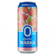 Warka Radler Piwo bezalkoholowe z lemoniadą o smaku rabarbaru i truskawki 500 ml