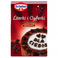 Dr. Oetker Literki i cyferki z czekolady deserowej 60 g (82 sztuki)